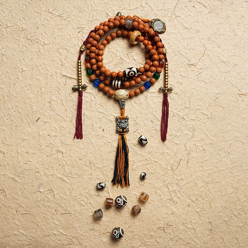 Buddha Stones Tibet Bodhi Seed 108 Mala Beads Saggezza Pace Bracciale Collana