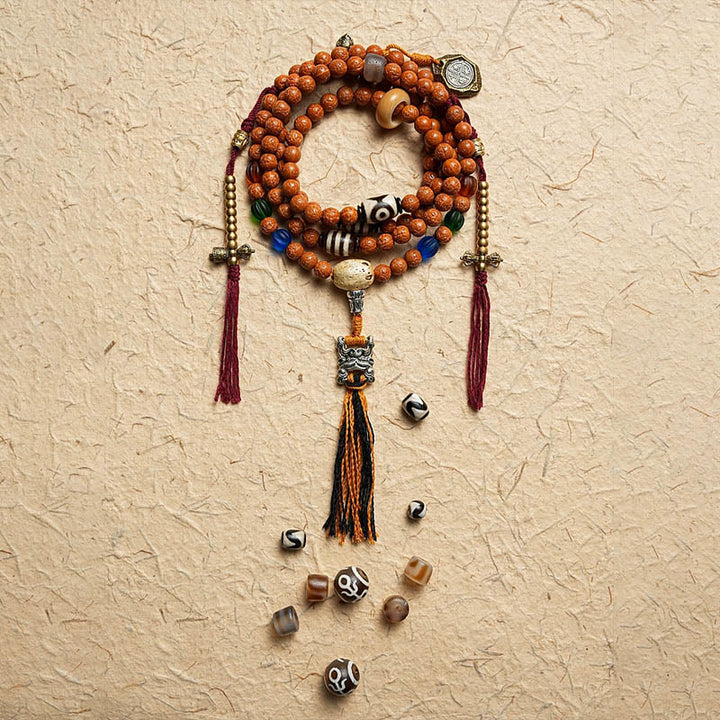 Buddha Stones Tibet Bodhi Seed 108 Mala Beads Saggezza Pace Bracciale Collana