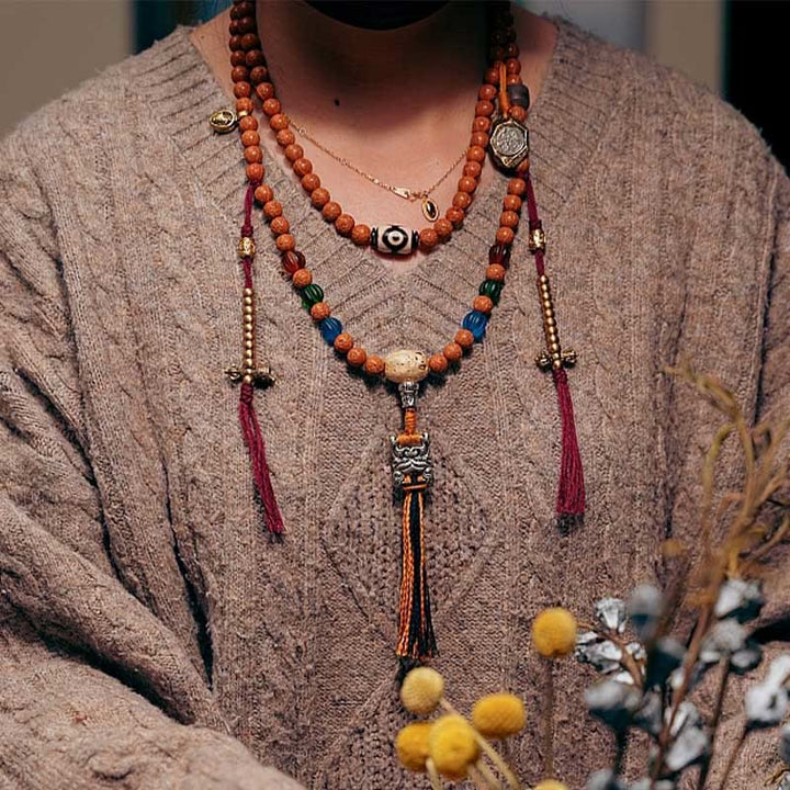 Buddha Stones Tibet Bodhi Seed 108 Mala Beads Saggezza Pace Bracciale Collana