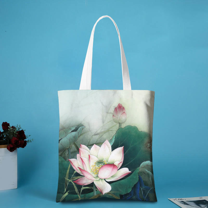 Borsa a tracolla in tela a forma di loto Buddha Stones