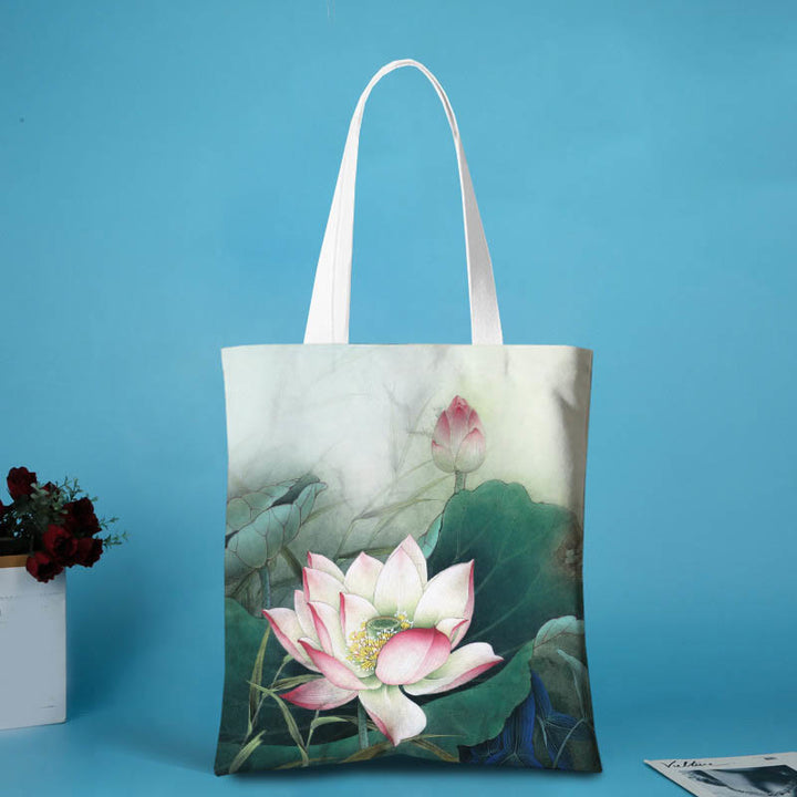 Borsa a tracolla in tela a forma di loto Buddha Stones