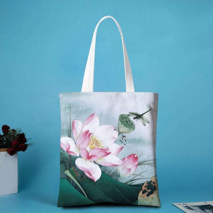 Borsa a tracolla in tela a forma di loto Buddha Stones