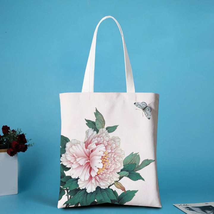 Borsa a tracolla in tela con motivo peonia Buddha Stones