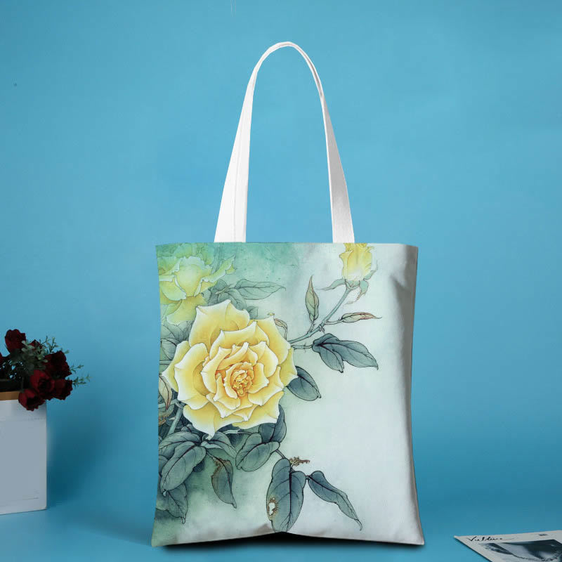 Borsa a tracolla in tela con motivo peonia Buddha Stones