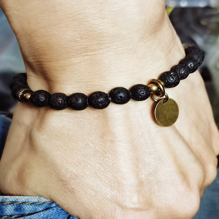 Braccialetto di guarigione con perline di roccia lavica naturale Buddha Stones Calm Support - image 6