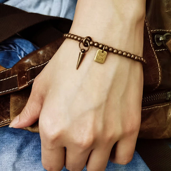 Bracciale Buddha Stones Vintage Rame Ottone Perline Fortuna Equilibrio - image 9