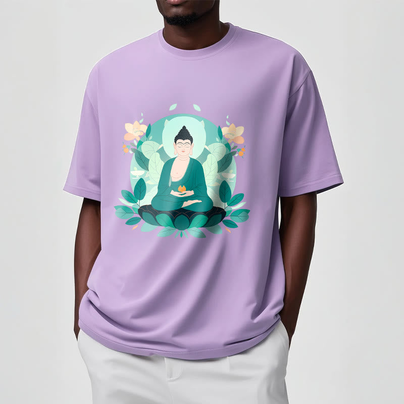 Maglietta Buddha Stones Close Eyes Foglia Verde Buddha Tee - image 17