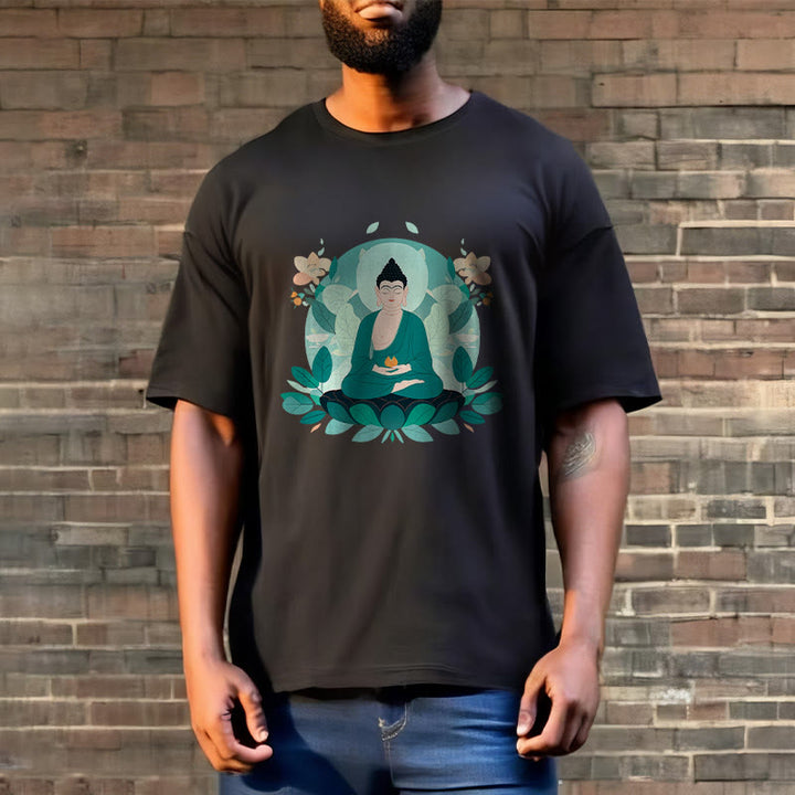 Maglietta Buddha Stones Close Eyes Foglia Verde Buddha Tee - image 8