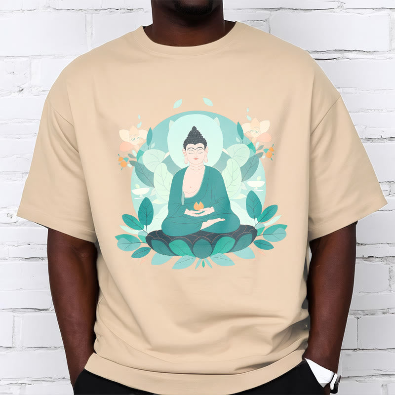 Maglietta Buddha Stones Close Eyes Foglia Verde Buddha Tee - image 11
