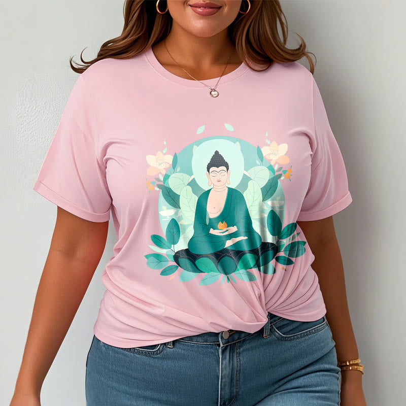 Maglietta Buddha Stones Close Eyes Foglia Verde Buddha Tee - image 15