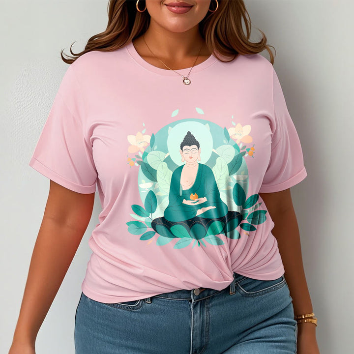 Maglietta Buddha Stones Close Eyes Foglia Verde Buddha Tee - image 15