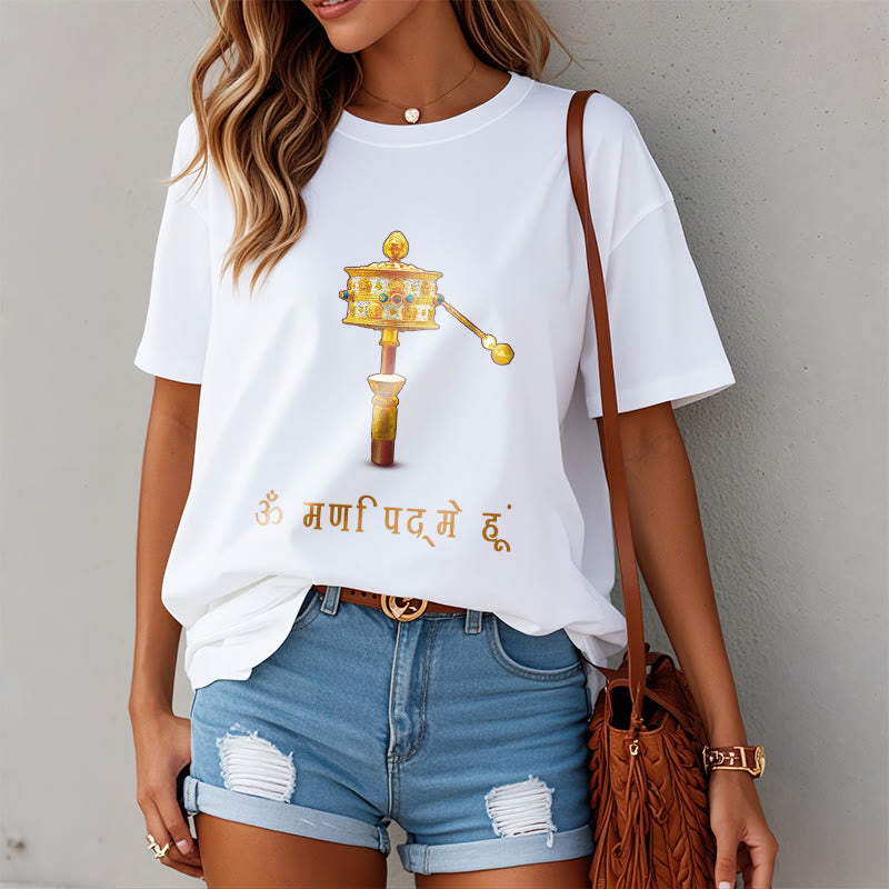 T-shirt con ruota di preghiera in sanscrito OM NAMAH SHIVAYA Buddha Stones - image 4