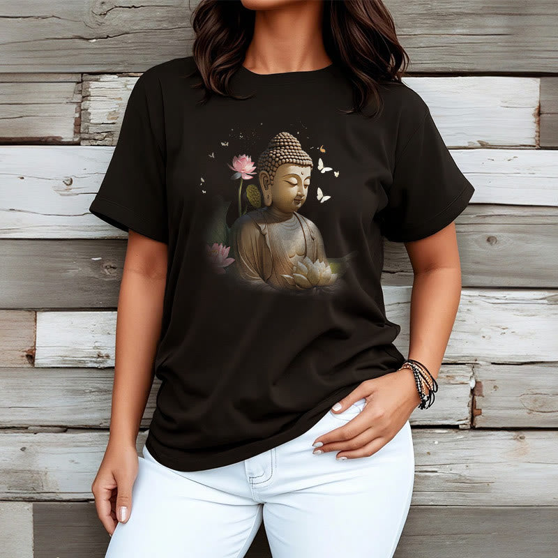 Maglietta Buddha Stones Lotus Butterfly Meditazione Buddha Tee - image 6