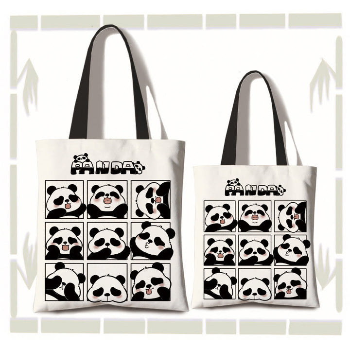 Borsa a tracolla per la spesa con panda carino in tela fatta a mano, grande capacità , Buddha Stones