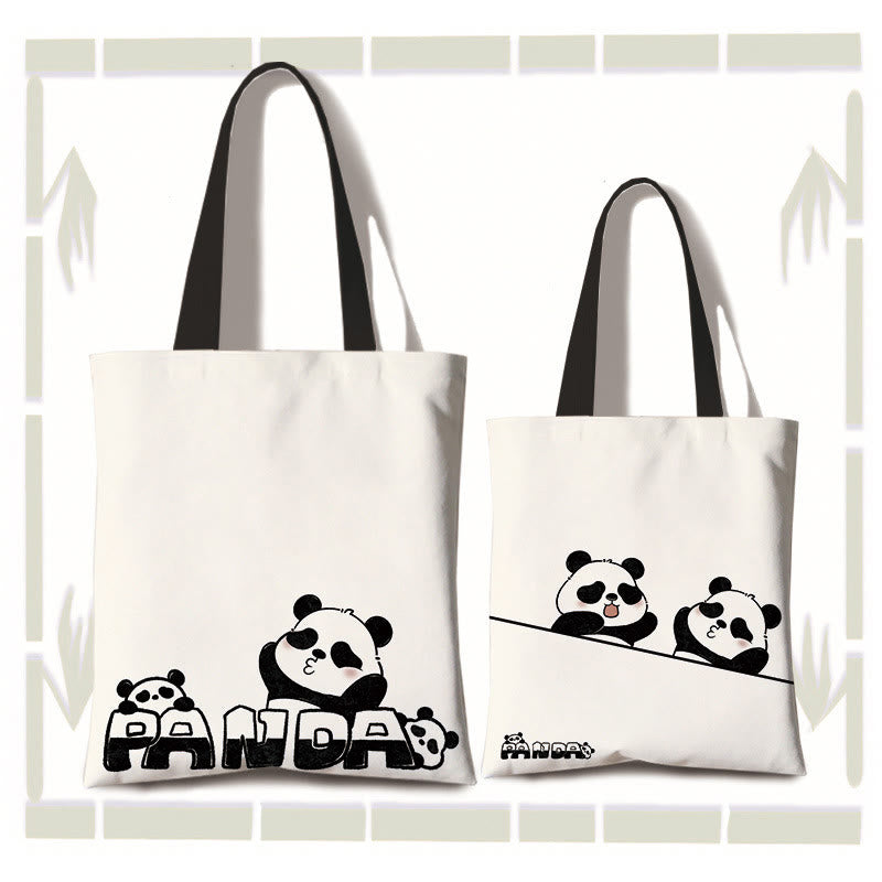 Borsa a tracolla per la spesa con panda carino in tela fatta a mano, grande capacità , Buddha Stones