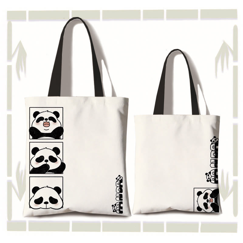 Borsa a tracolla per la spesa con panda carino in tela fatta a mano, grande capacità , Buddha Stones