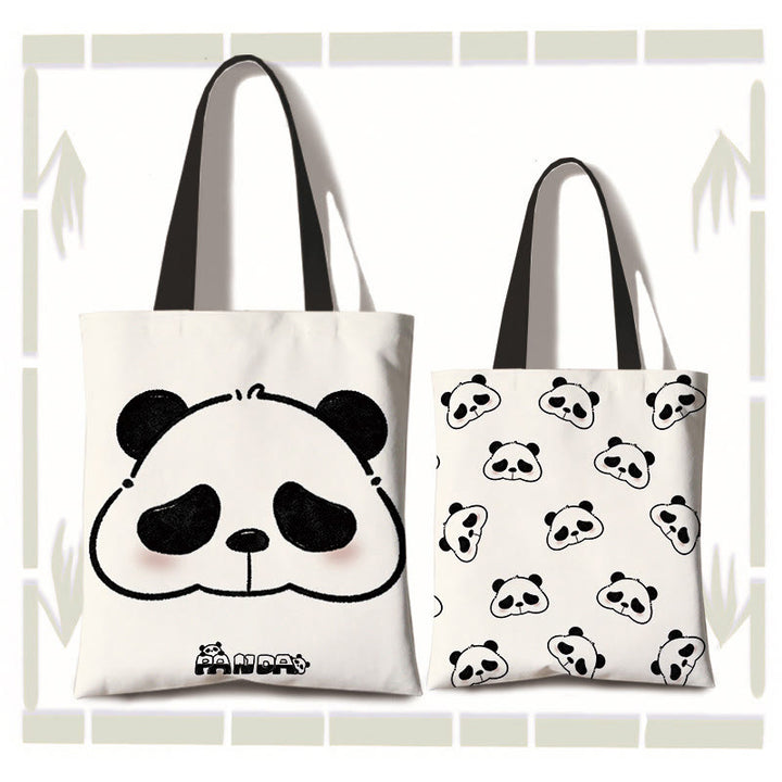 Borsa a tracolla per la spesa con panda carino in tela fatta a mano, grande capacità , Buddha Stones