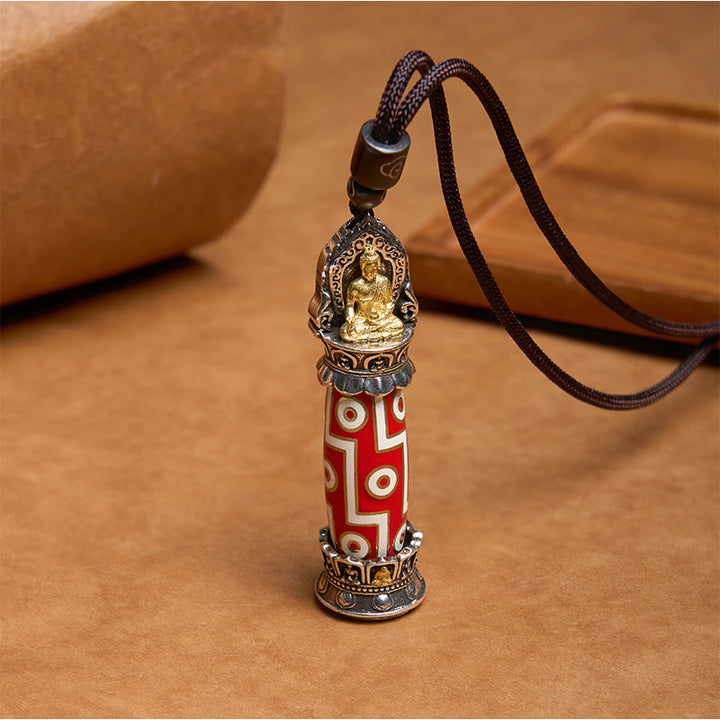 Buddha Stones Medicina Tibetana Buddha Nove Occhi Dzi Perlina Collana Pendente Protezione