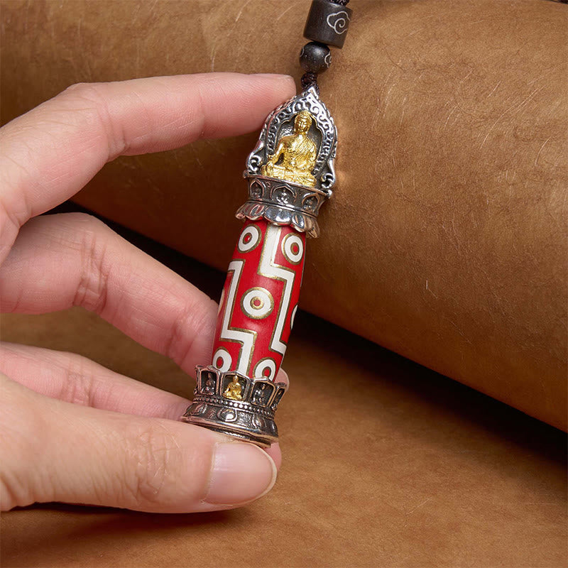 Buddha Stones Medicina Tibetana Buddha Nove Occhi Dzi Perlina Collana Pendente Protezione