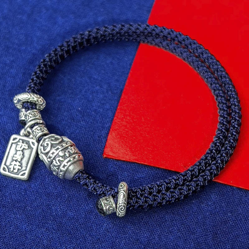 Braccialetto con ciondolo amuleto Buddha Stones in argento sterling 925 con elefante sicuro e in salute