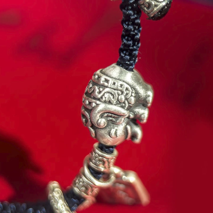 Braccialetto con ciondolo amuleto Buddha Stones in argento sterling 925 con elefante sicuro e in salute