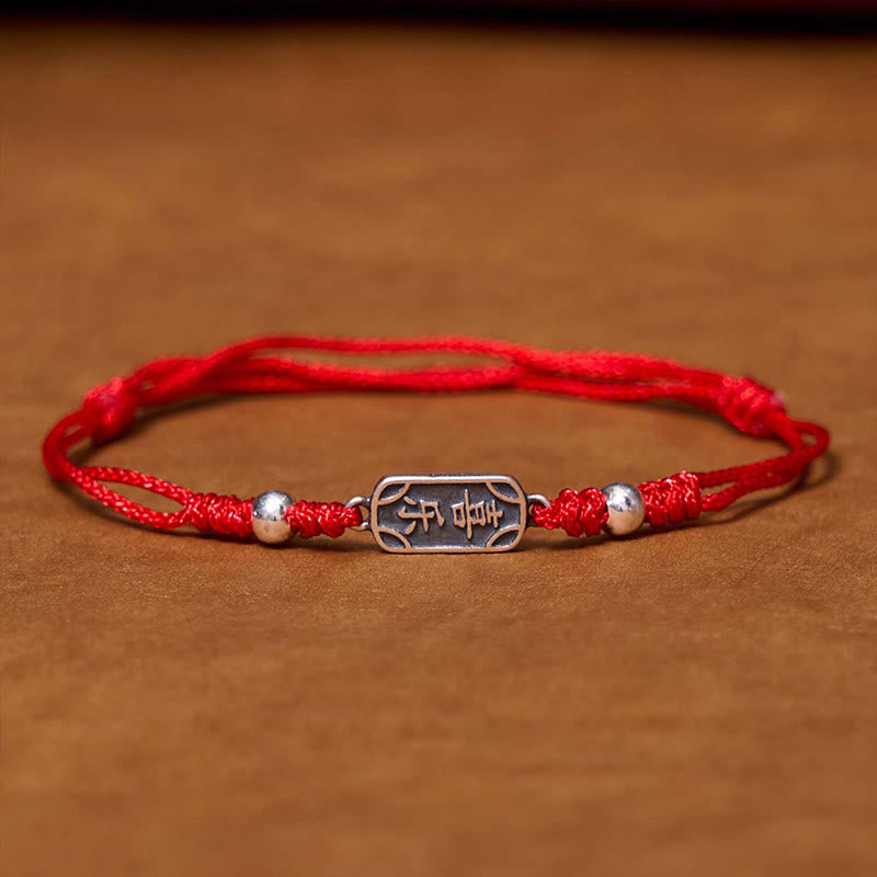 Bracciale intrecciato in argento sterling 925 fatto a mano con Buddha Stones, pace e gioia, protezione sicura e benefica