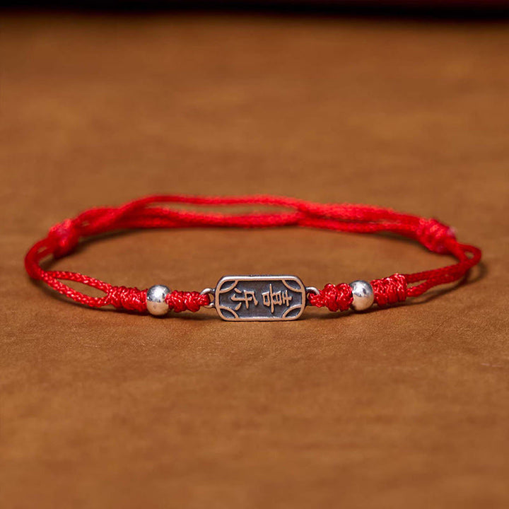 Bracciale intrecciato in argento sterling 925 fatto a mano con Buddha Stones, pace e gioia, protezione sicura e benefica