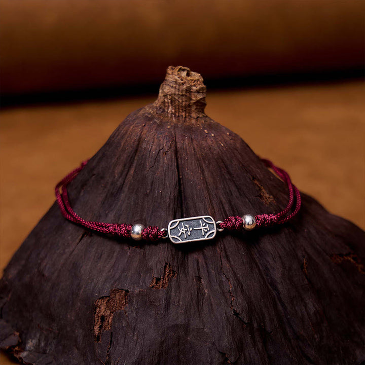 Bracciale intrecciato in argento sterling 925 fatto a mano con Buddha Stones, pace e gioia, protezione sicura e benefica