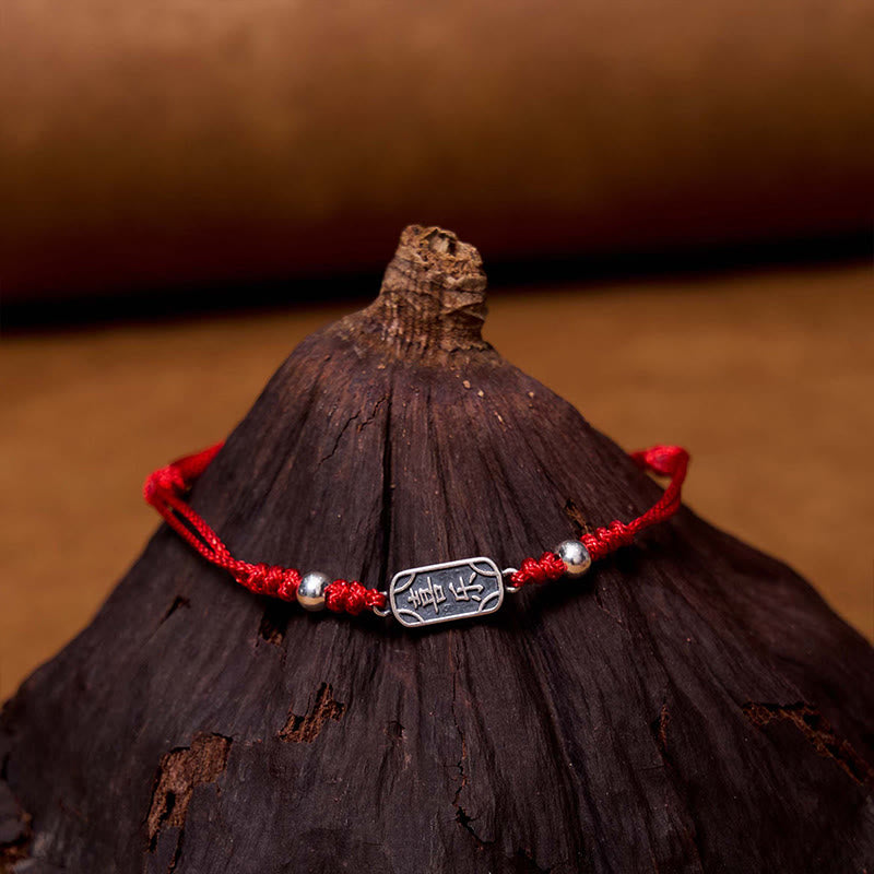 Bracciale intrecciato in argento sterling 925 fatto a mano con Buddha Stones, pace e gioia, protezione sicura e benefica