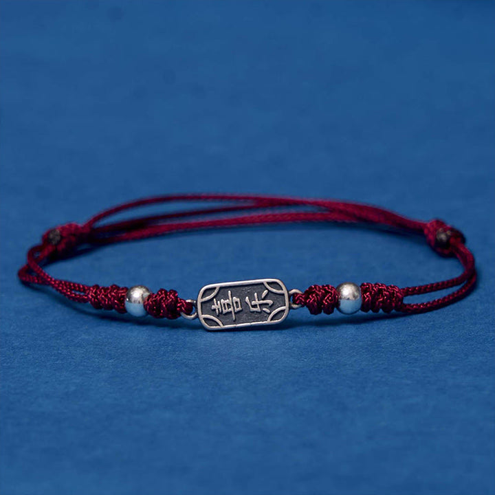 Bracciale intrecciato in argento sterling 925 fatto a mano con Buddha Stones, pace e gioia, protezione sicura e benefica