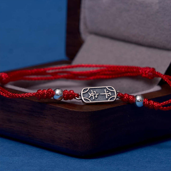 Bracciale intrecciato in argento sterling 925 fatto a mano con Buddha Stones, pace e gioia, protezione sicura e benefica