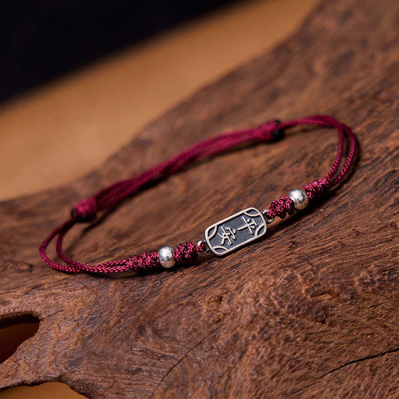 Bracciale intrecciato in argento sterling 925 fatto a mano con Buddha Stones, pace e gioia, protezione sicura e benefica