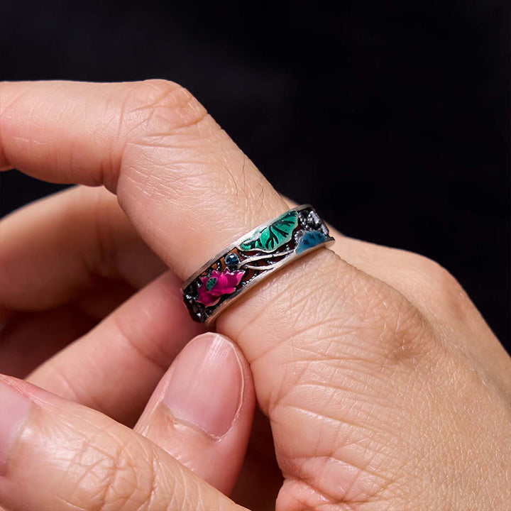 Buddha Stones 925 Sterling Silver Koi Fish Lotus Fortuna Tutto Va Bene Anello - image 5