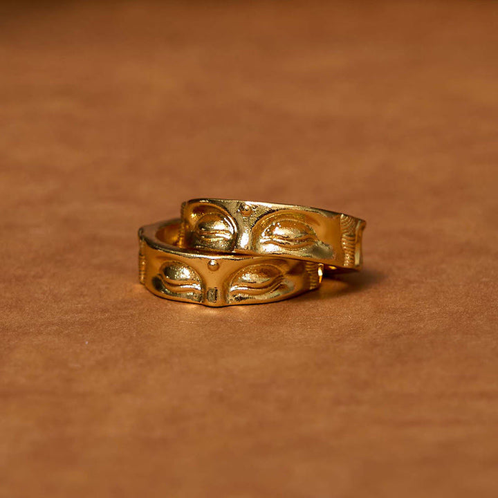 Anello regolabile in rame con Buddha Stones dorate per meditazione Buddha Serenity