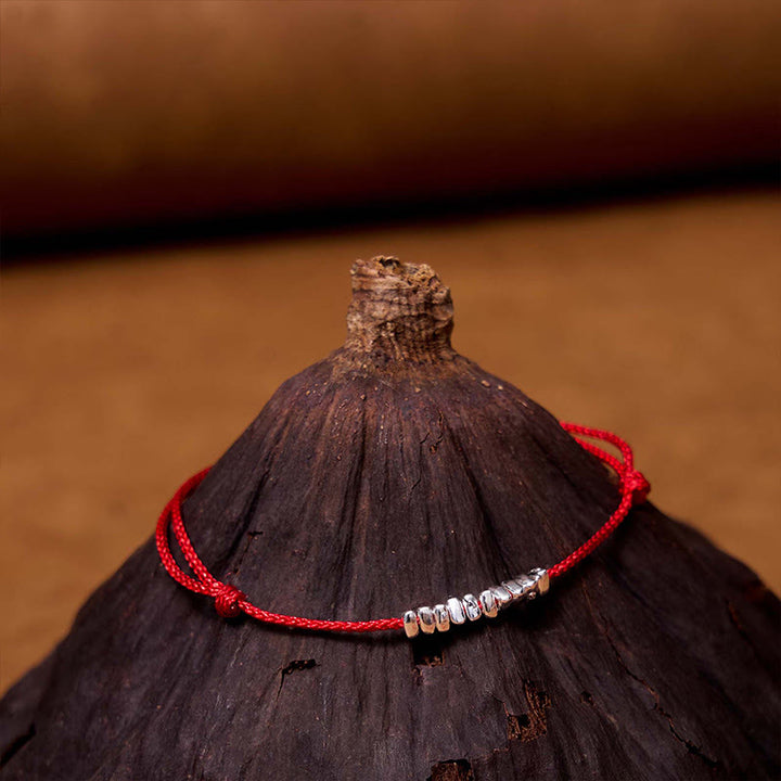 Braccialetto in corda ultra sottile intrecciata con piccoli pezzi di protezione in argento sterling 925 fatto a mano Buddha Stones