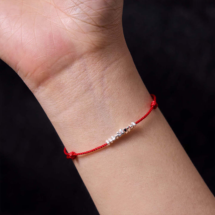 Braccialetto in corda ultra sottile intrecciata con piccoli pezzi di protezione in argento sterling 925 fatto a mano Buddha Stones
