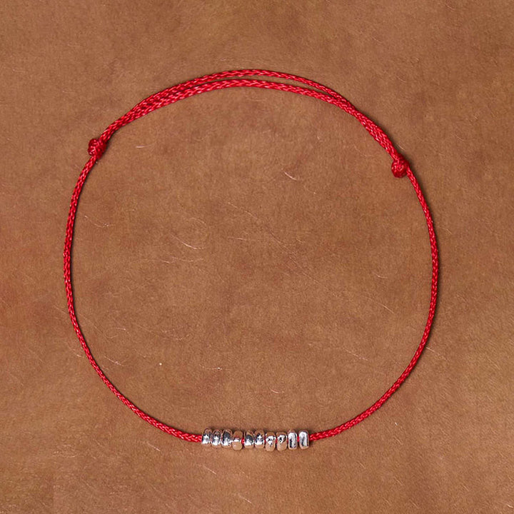Braccialetto in corda ultra sottile intrecciata con piccoli pezzi di protezione in argento sterling 925 fatto a mano Buddha Stones