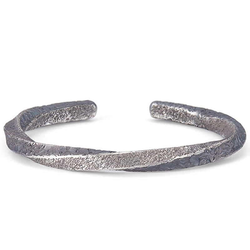 Buddha Stones Retro 999 Sterling Silver Möbius Loop Eternal Love Cuff Bracciale Bangle