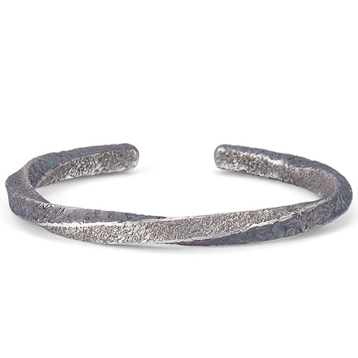 Buddha Stones Retro 999 Sterling Silver Möbius Loop Eternal Love Cuff Bracciale Bangle