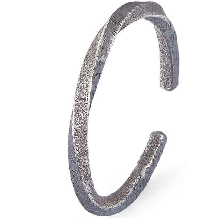 Buddha Stones Retro 999 Sterling Silver Möbius Loop Eternal Love Cuff Bracciale Bangle