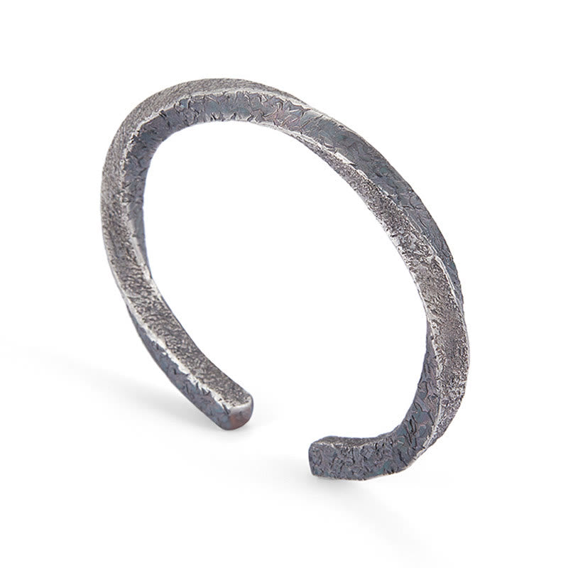 Buddha Stones Retro 999 Sterling Silver Möbius Loop Eternal Love Cuff Bracciale Bangle