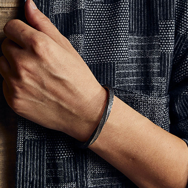 Buddha Stones Retro 999 Sterling Silver Möbius Loop Eternal Love Cuff Bracciale Bangle - image 4