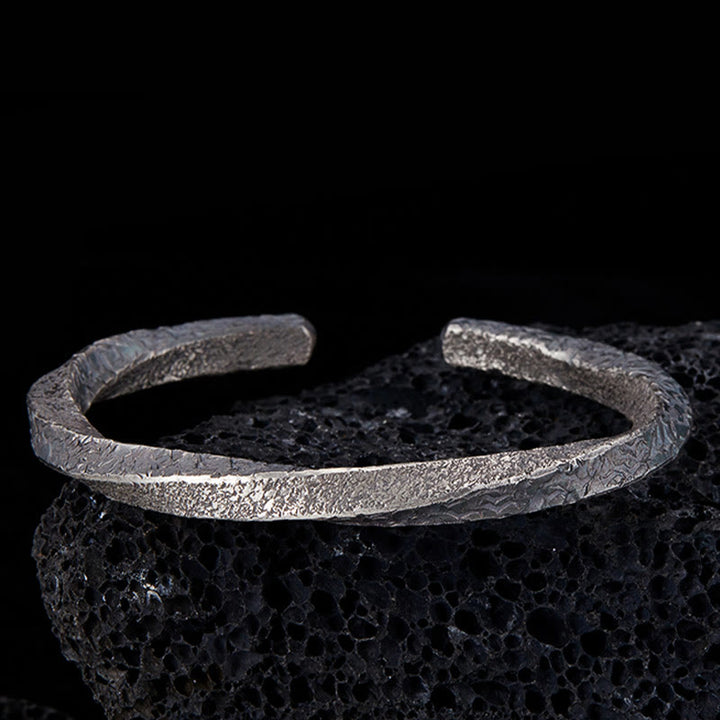 Buddha Stones Retro 999 Sterling Silver Möbius Loop Eternal Love Cuff Bracciale Bangle