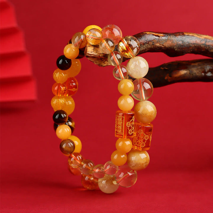 Buddha Stones Cinque Elementi Dio della Ricchezza Vari Cristallo Agata Ricchezza Fortuna Bracciale