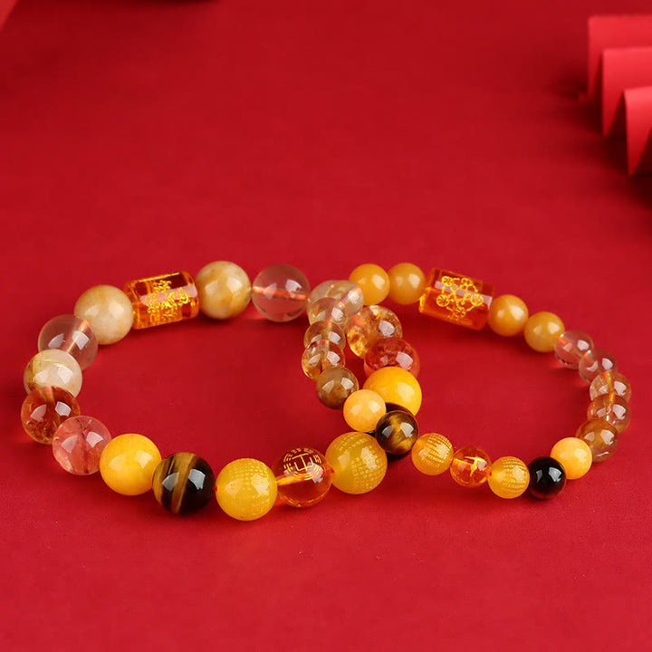 Buddha Stones Cinque Elementi Dio della Ricchezza Vari Cristallo Agata Ricchezza Fortuna Bracciale