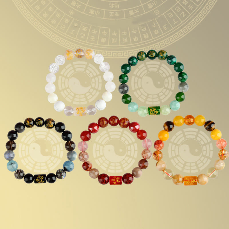 Buddha Stones Cinque Elementi Dio della Ricchezza Vari Cristallo Agata Ricchezza Fortuna Bracciale