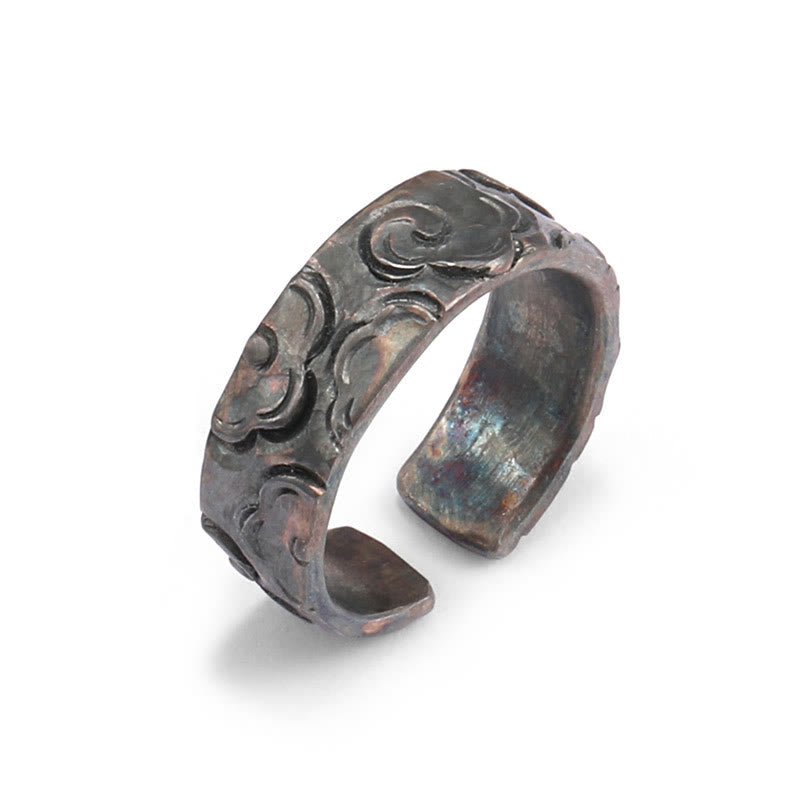 Anello di protezione regolabile con nuvole di buon auspicio in argento sterling 999 Buddha Stones - image 4