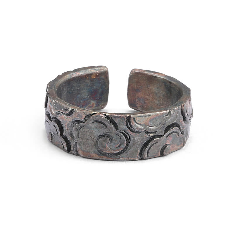 Anello di protezione regolabile con nuvole di buon auspicio in argento sterling 999 Buddha Stones - image 3