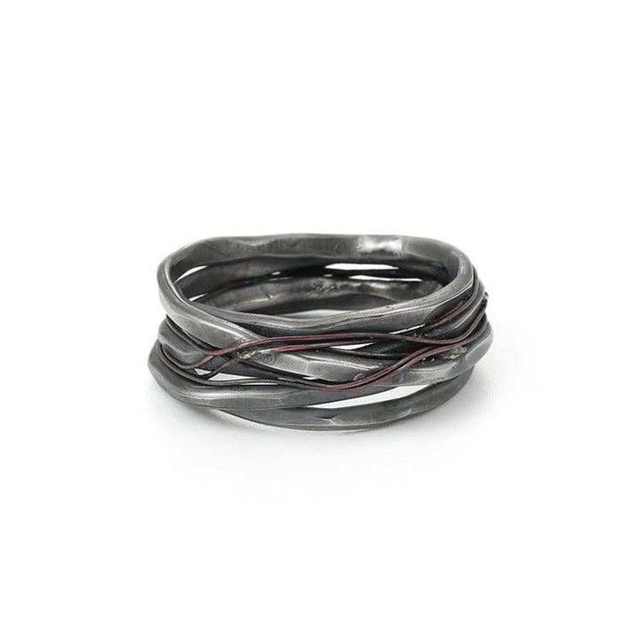 Anello di protezione in treccia di rame in argento sterling 999 Buddha Stones