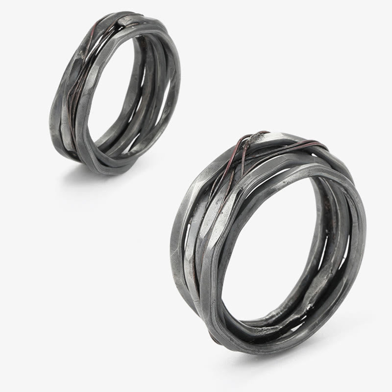 Anello di protezione in treccia di rame in argento sterling 999 Buddha Stones